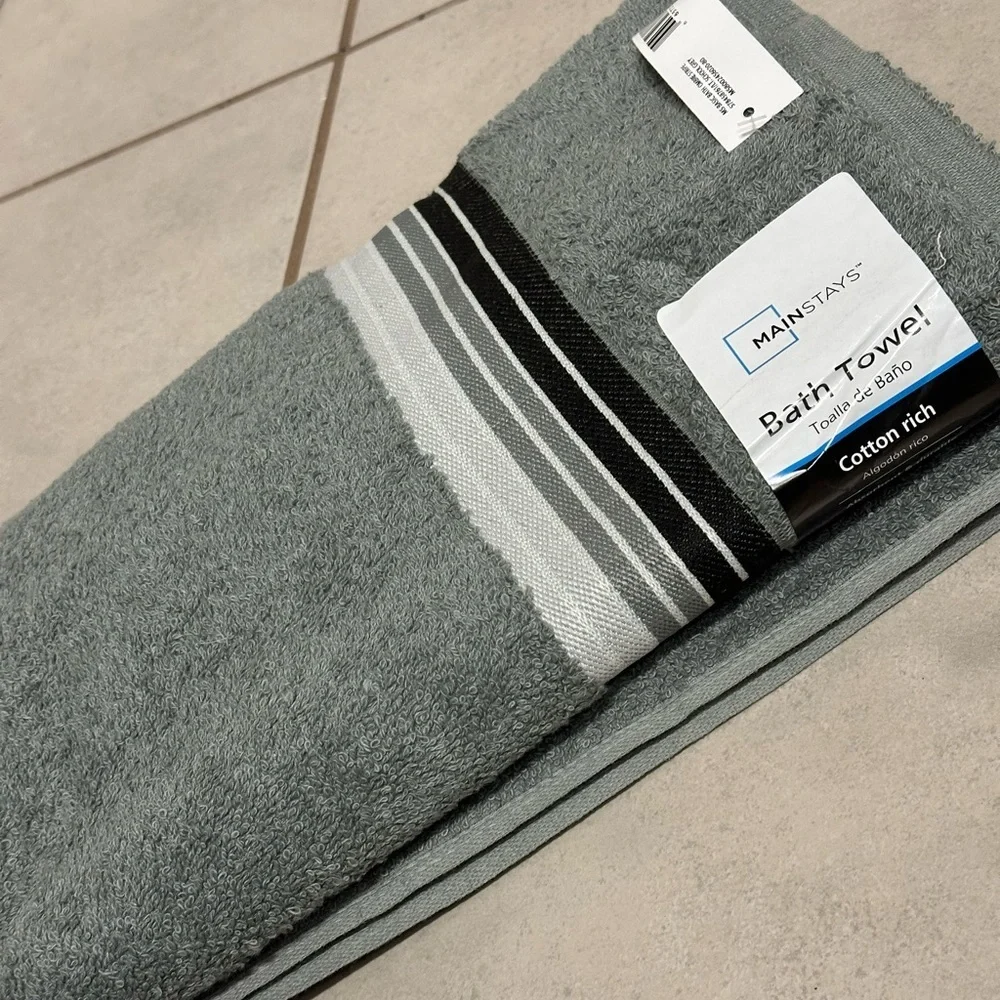 Mainstays Gray‎ 2 Bath Towels cotton rich